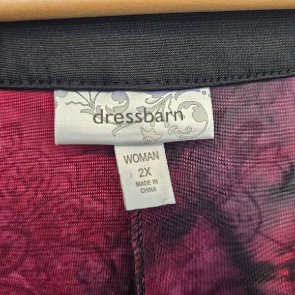 Vintage Y2K Dressbarn Blouse Womens Size 2X Red Velvet Floral Beaded Whimsygoth - Picture 9 of 10